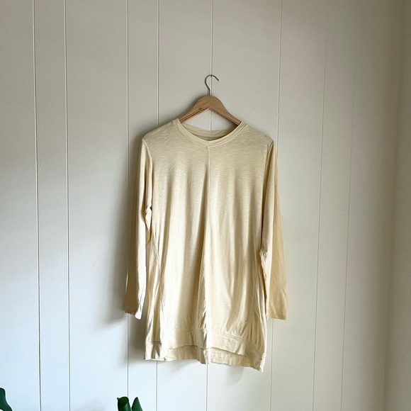J. Jill Pima Elliptical Tunic Heathered Cream Yellow Coastal Grandma Beach Sz Lg - Picture 2 of 8
